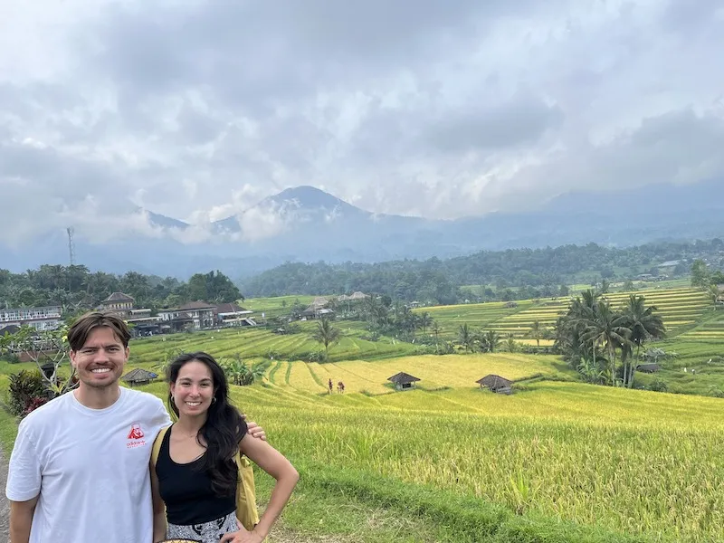 a couple of happy clients in the Jatiluwih Rice Terraces