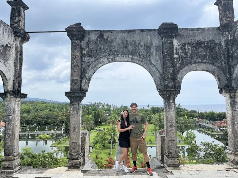 a couple of happy clients in the Taman Ujung temple